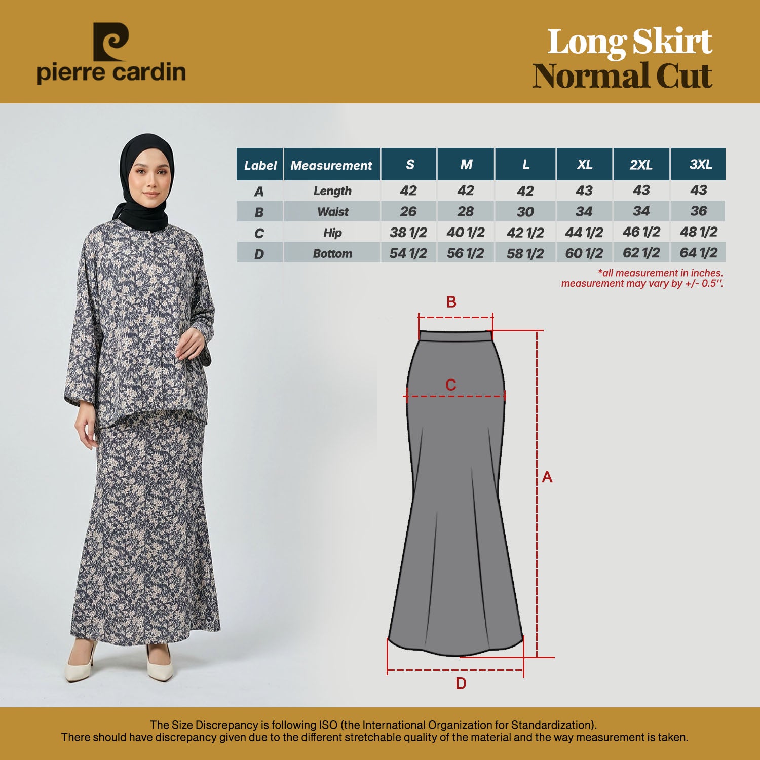PIERRE CARDIN LADIES LONG SKIRTS [NORMAL CUT] PC0023