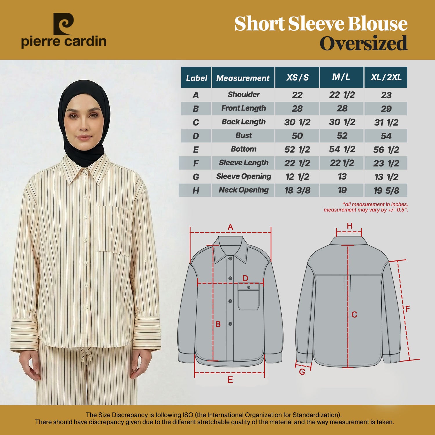 PIERRE CARDIN LADIES LONG SLEEVE BLOUSE [OVERSIZE] PC0017