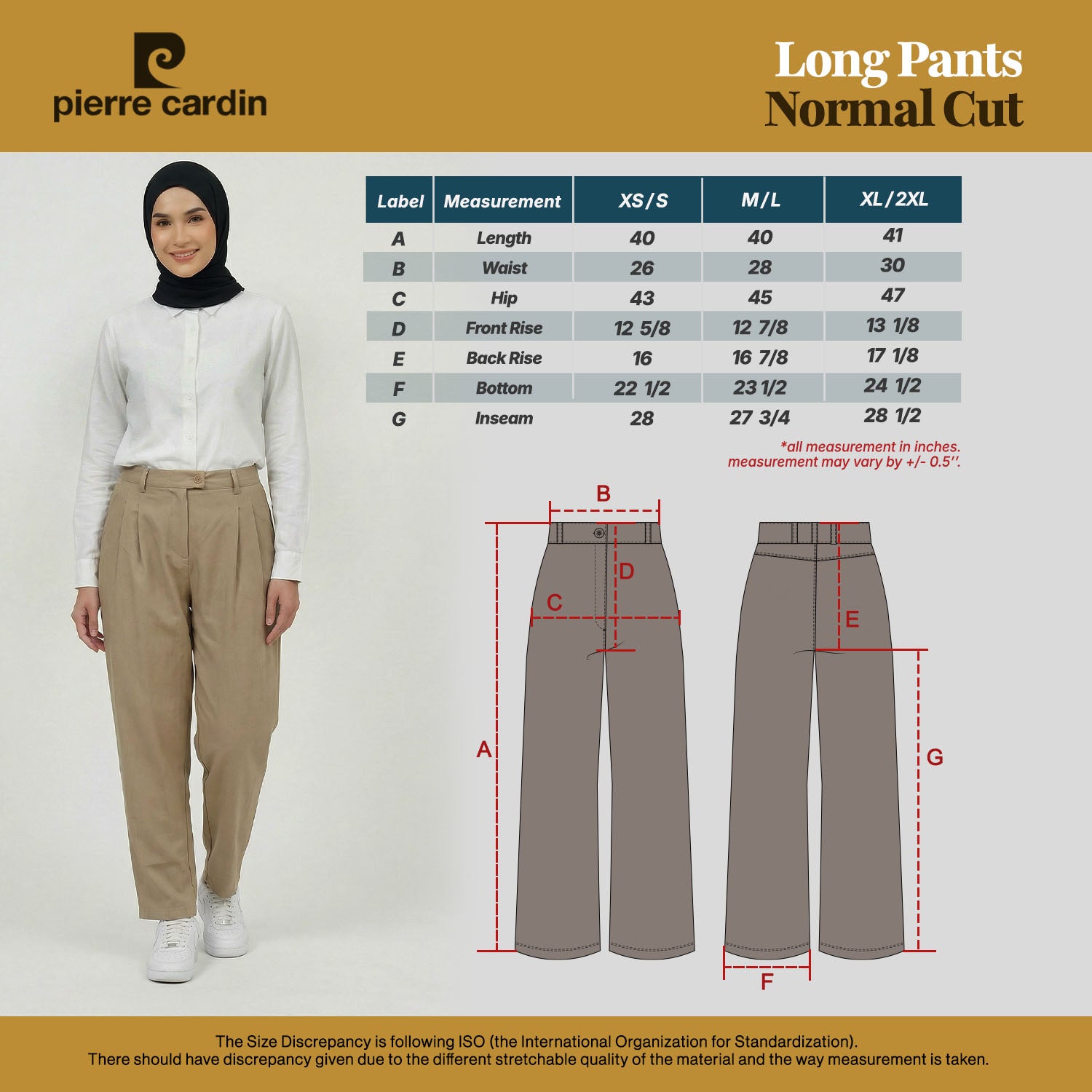 PIERRE CARDIN LADIES LONG PANTS [NORMAL CUT] PC0003