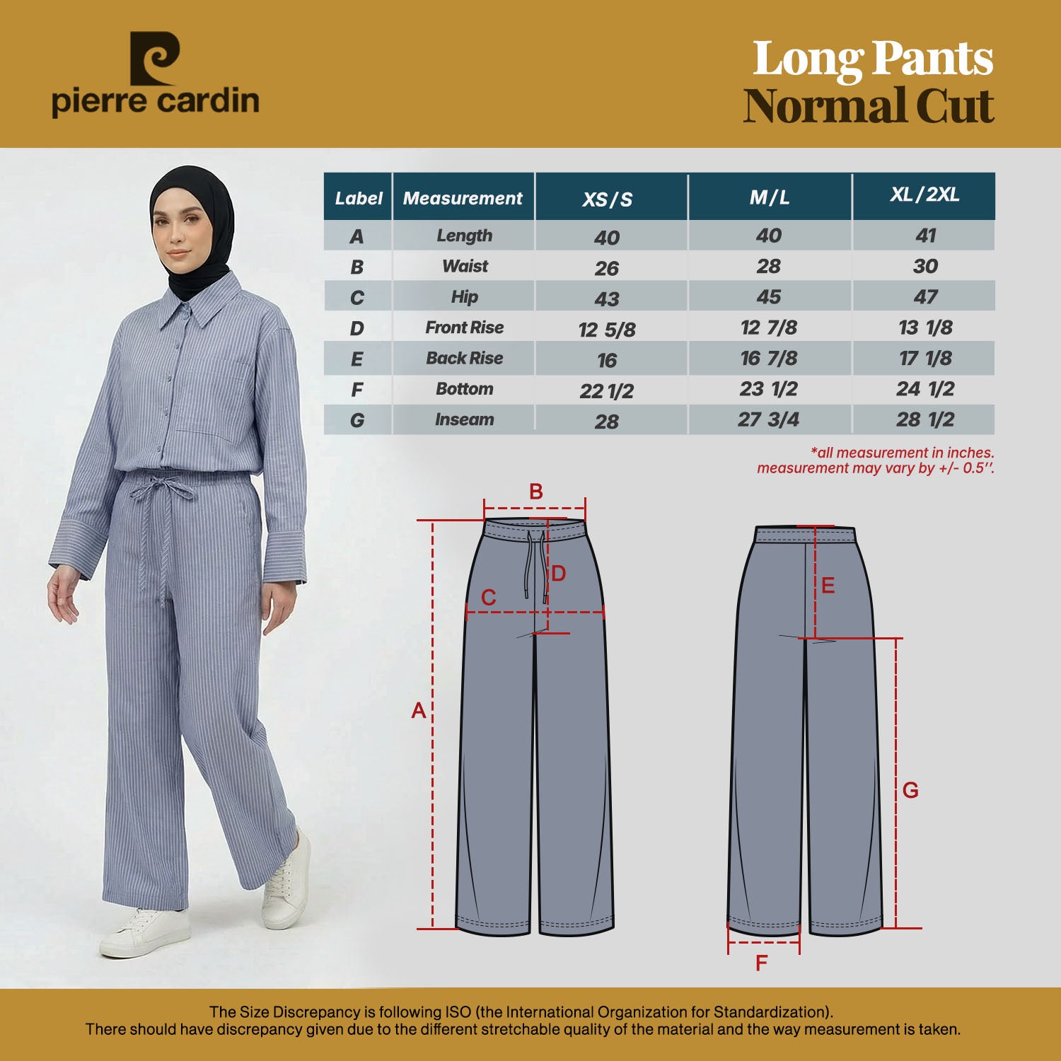 PIERRE CARDIN LADIES LONG PANTS [NORMAL CUT] PC0018