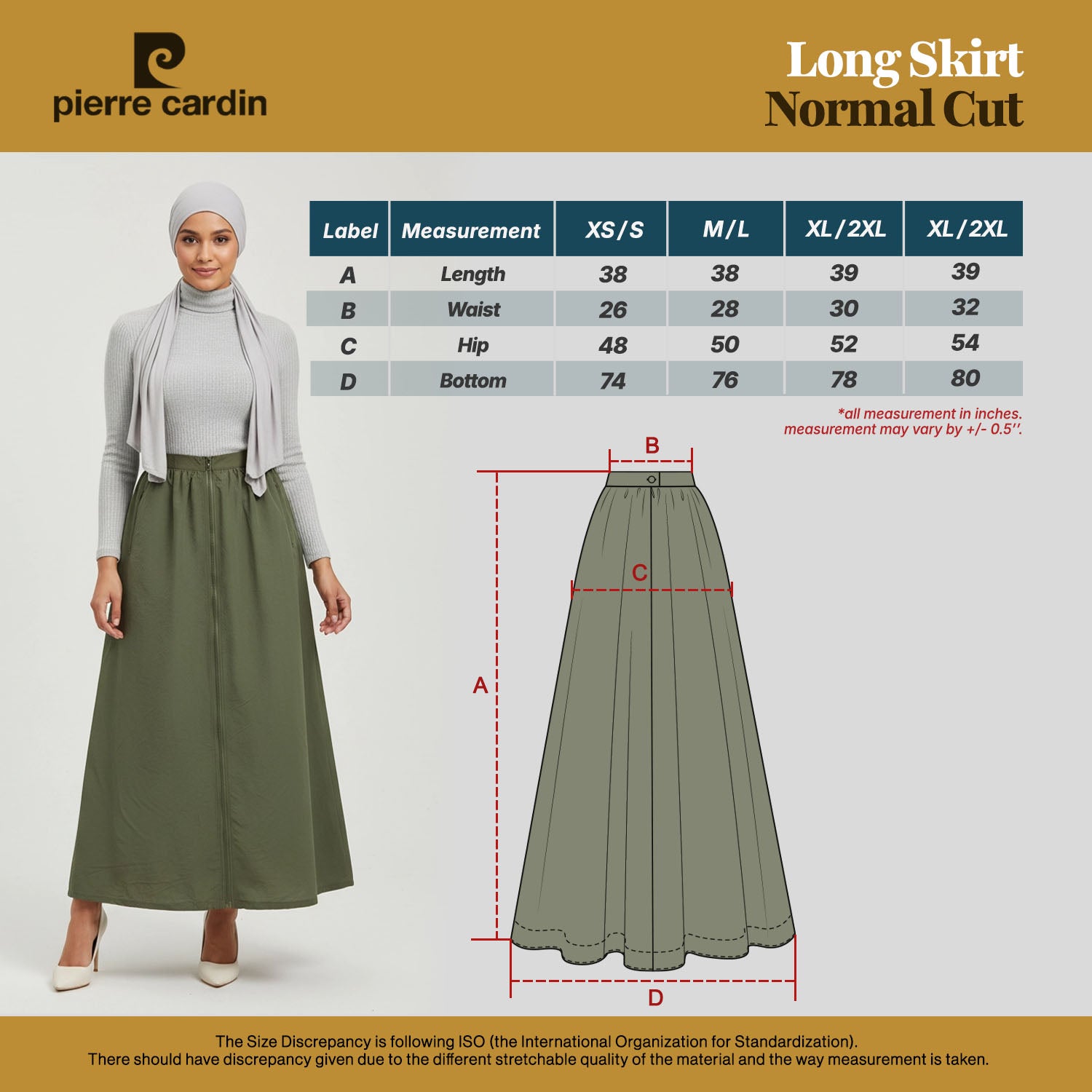PIERRE CARDIN LADIES LONG SKIRTS [NORMAL CUT] PC0004