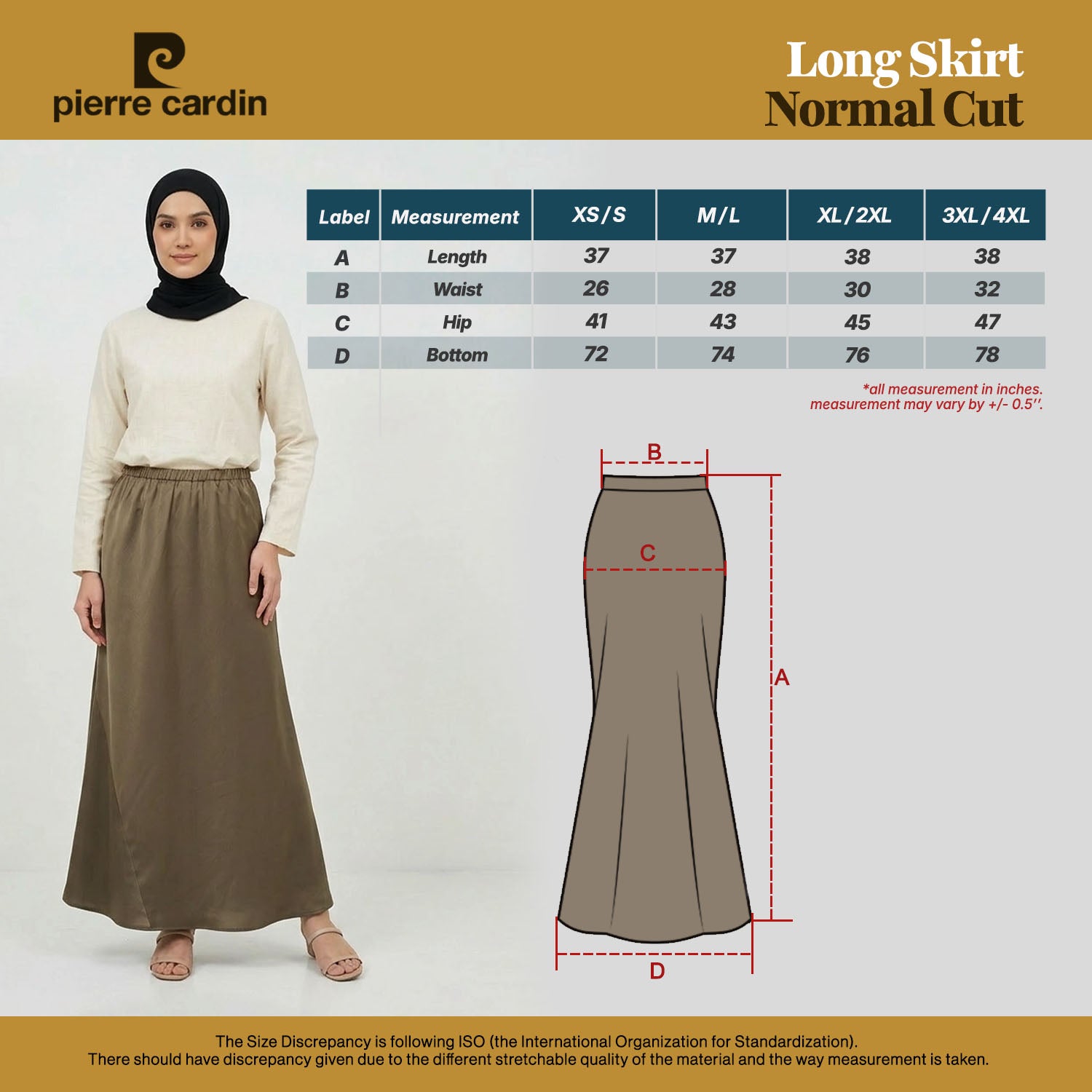 PIERRE CARDIN LADIES LONG SKIRTS [NORMAL CUT] PC0012