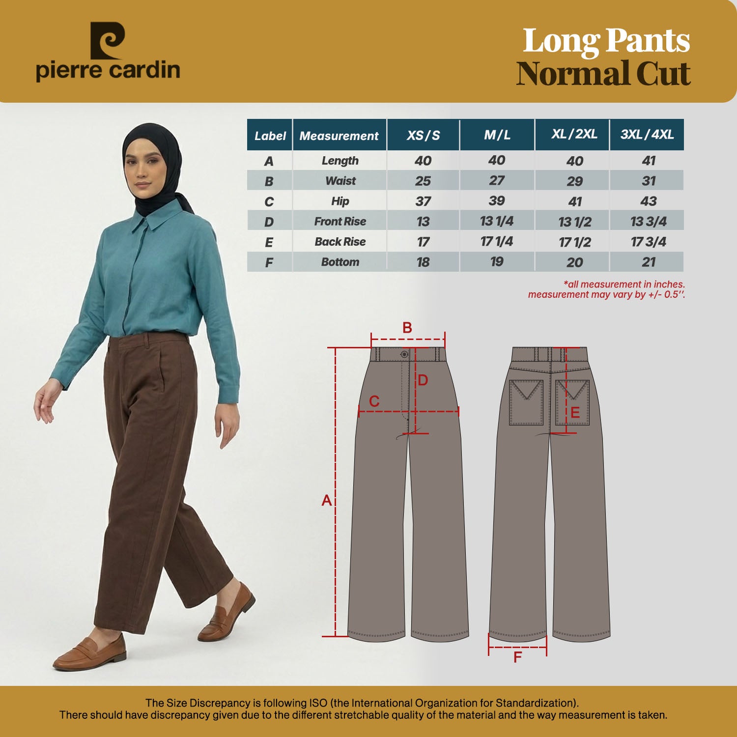 PIERRE CARDIN LADIES LONG PANTS [NORMAL CUT] PC0019