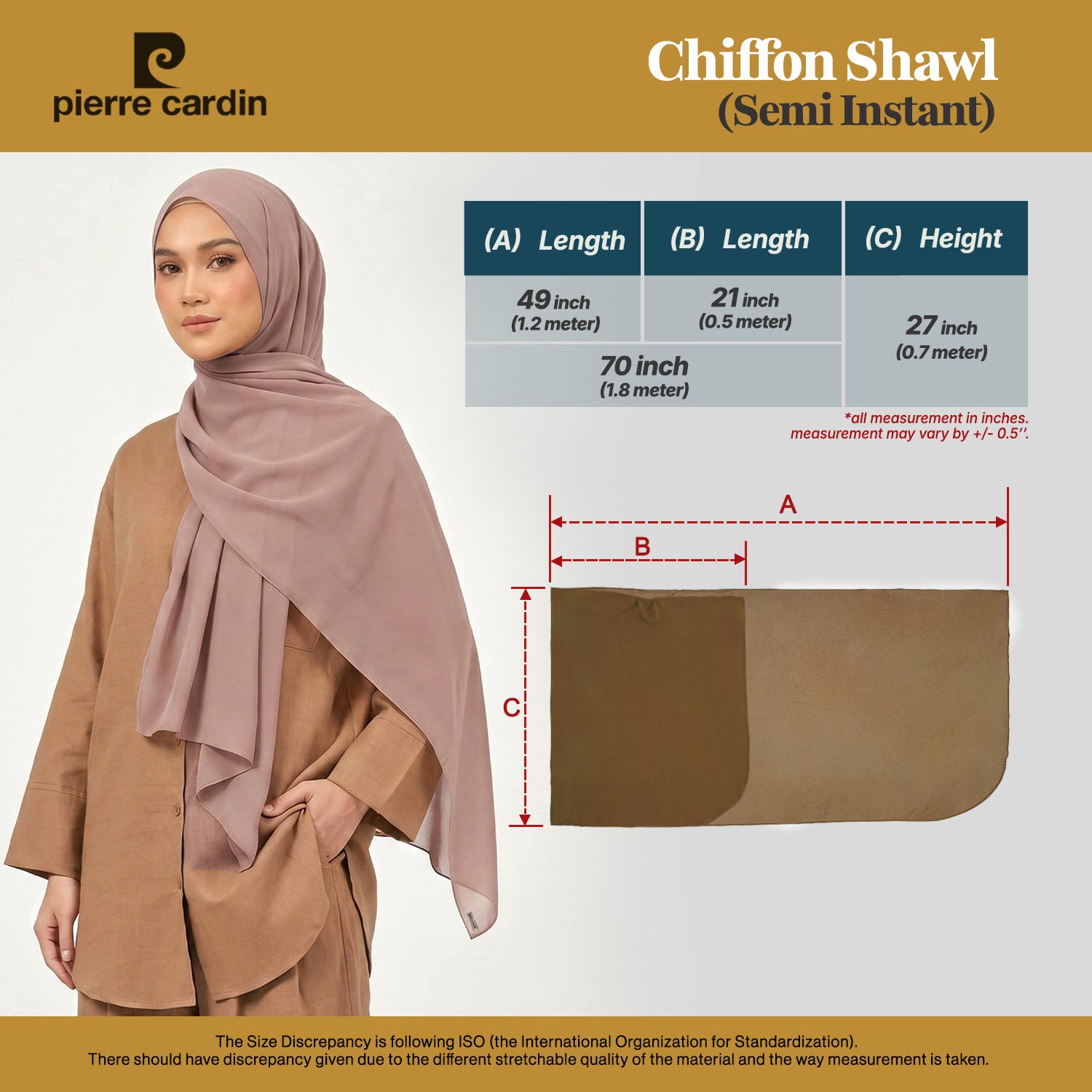 PIERRE CARDIN LADIES TUDUNG [NORMAL CUT] PC0055