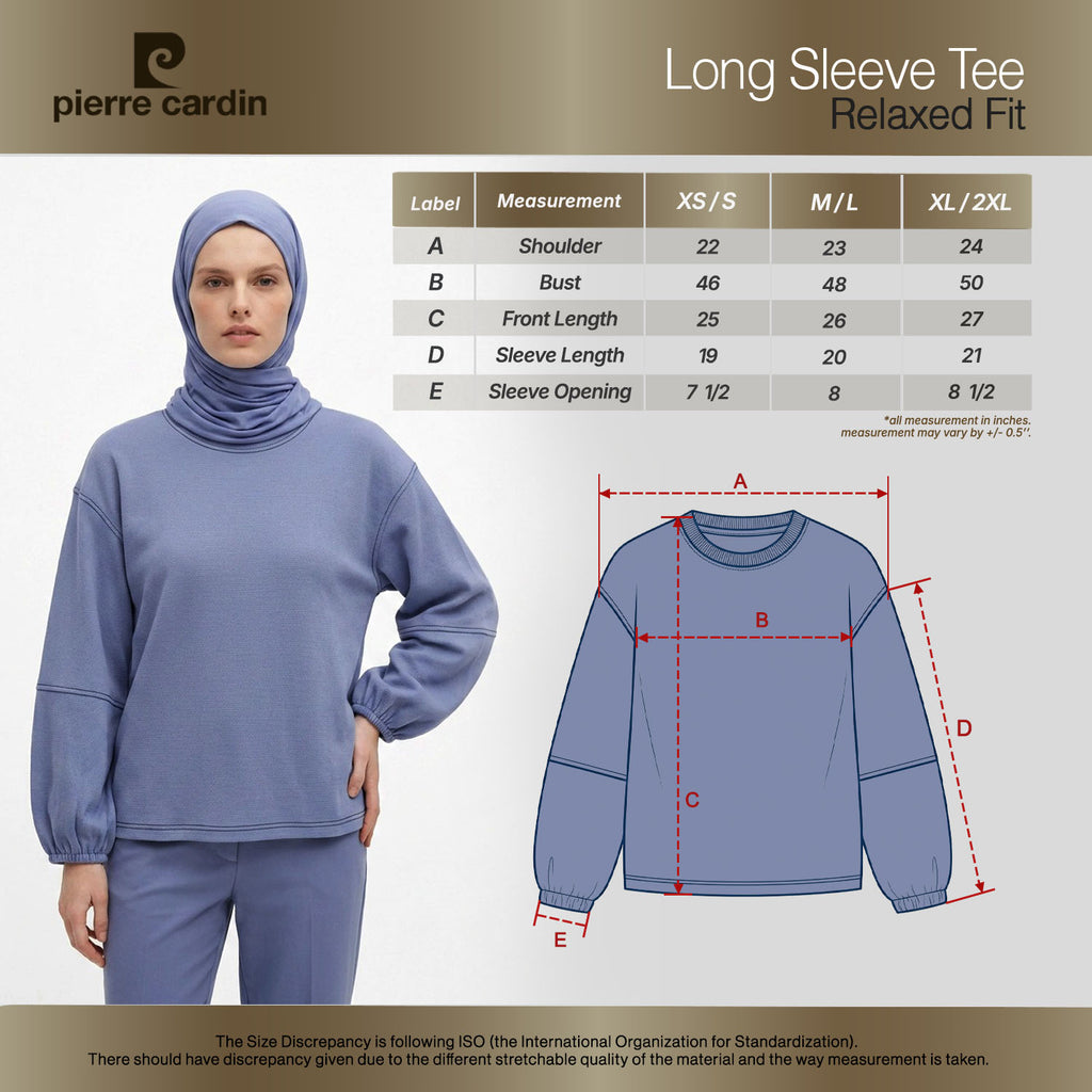 PIERRE CARDIN LADIES LONG SLEEVE ROUNDNECKTEE [RELAXED FIT] PC0095