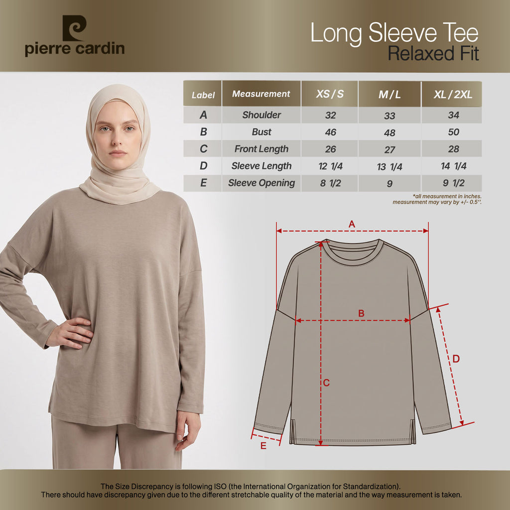 PIERRE CARDIN LADIES LONG SLEEVE ROUNDNECKTEE [RELAXED FIT] PC0097