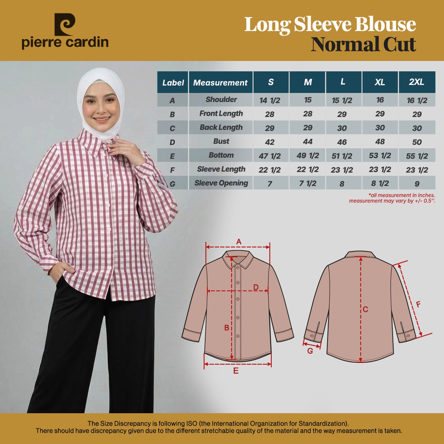 PIERRE CARDIN LADIES BLOUSE [NORMAL CUT] PC0067