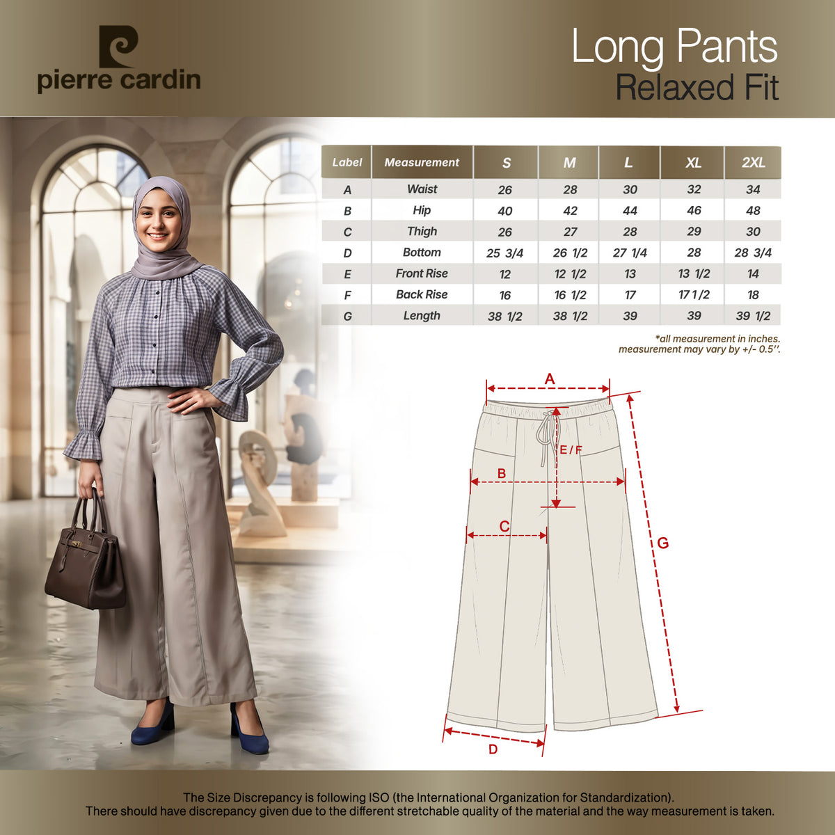 PIERRE CARDIN LADIES LONG PANTS [RELAXED FIT] PC0135