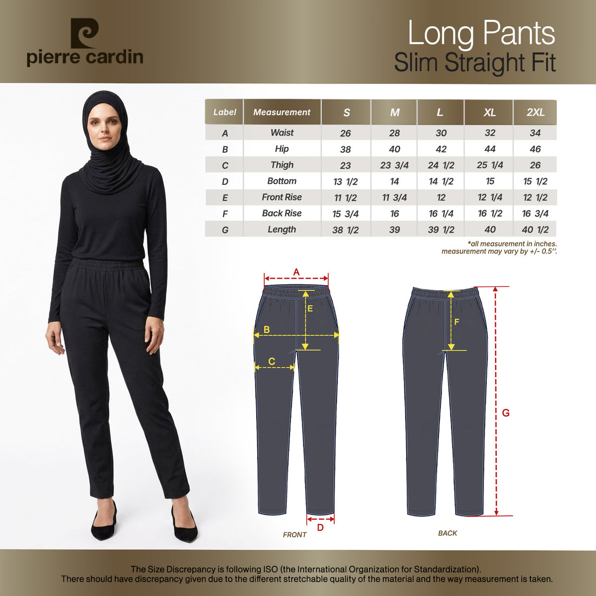 PIERRE CARDIN LADIES LONG PANTS [SLIM STRAIGHT] PC0192