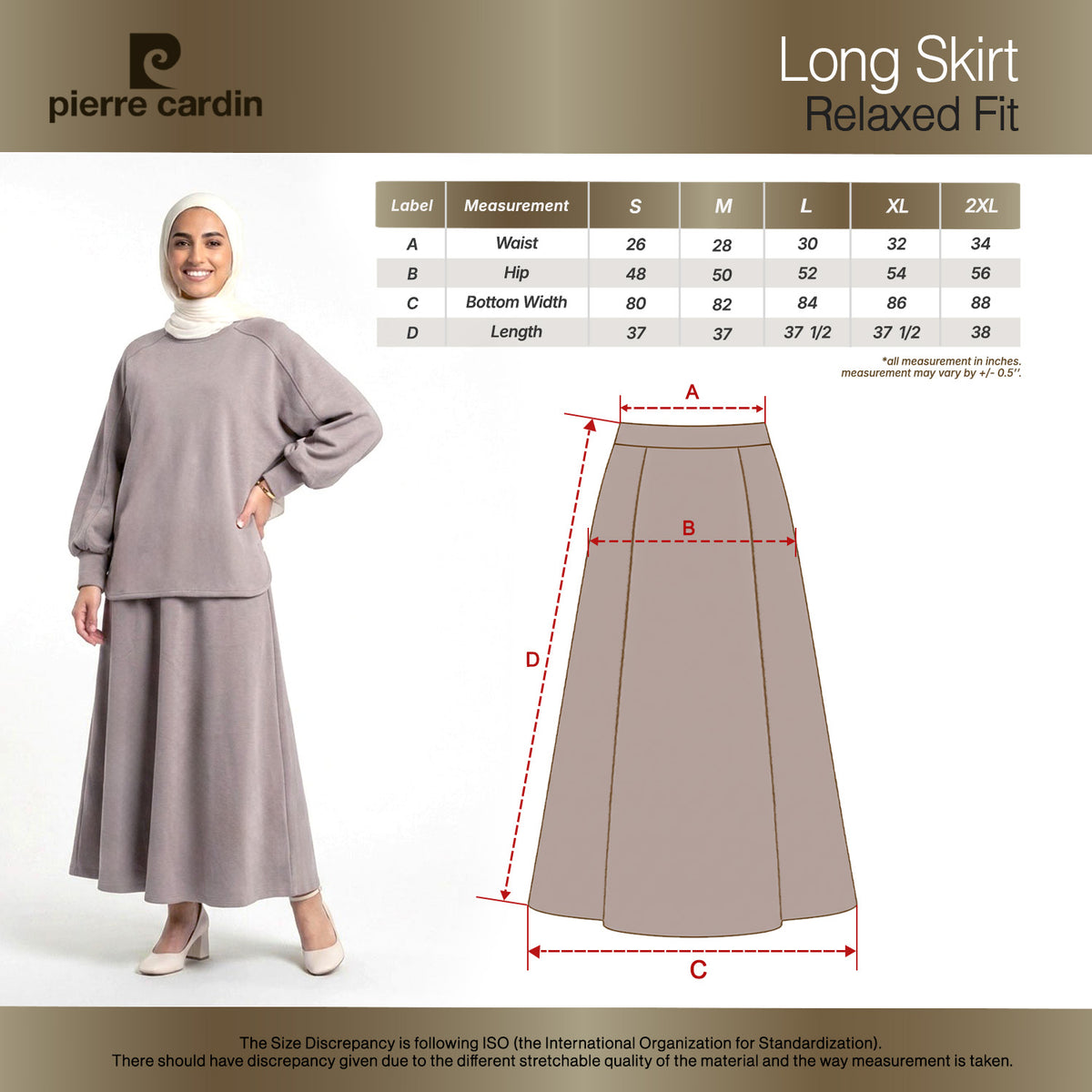 PIERRE CARDIN LADIES LONG SKIRTS [RELAXED FIT] PC0101