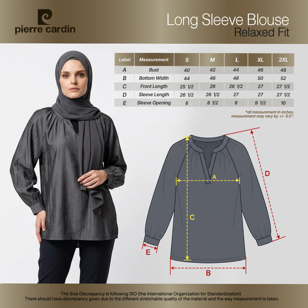 PIERRE CARDIN LADIES LONG SLEEVE BLOUSE [RELAXED FIT] PC0185