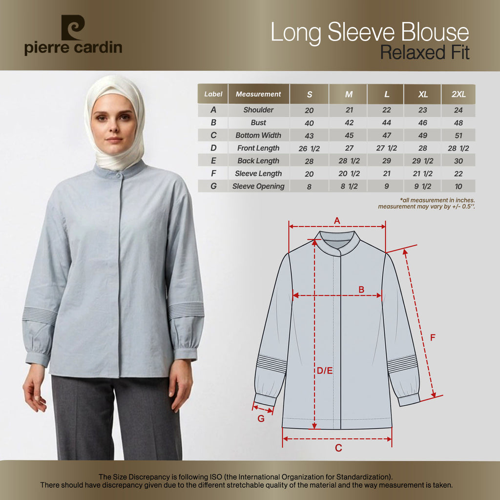 PIERRE CARDIN LADIES LONG SLEEVE BLOUSE [RELAXED FIT] PC0191