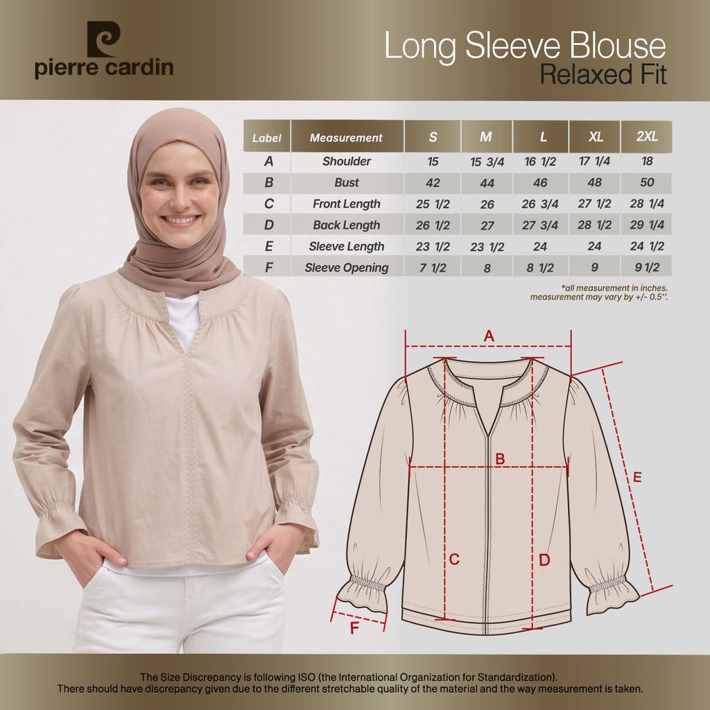 PIERRE CARDIN LADIES LONG SLEEVE BLOUSE [RELAXED FIT] PC0107