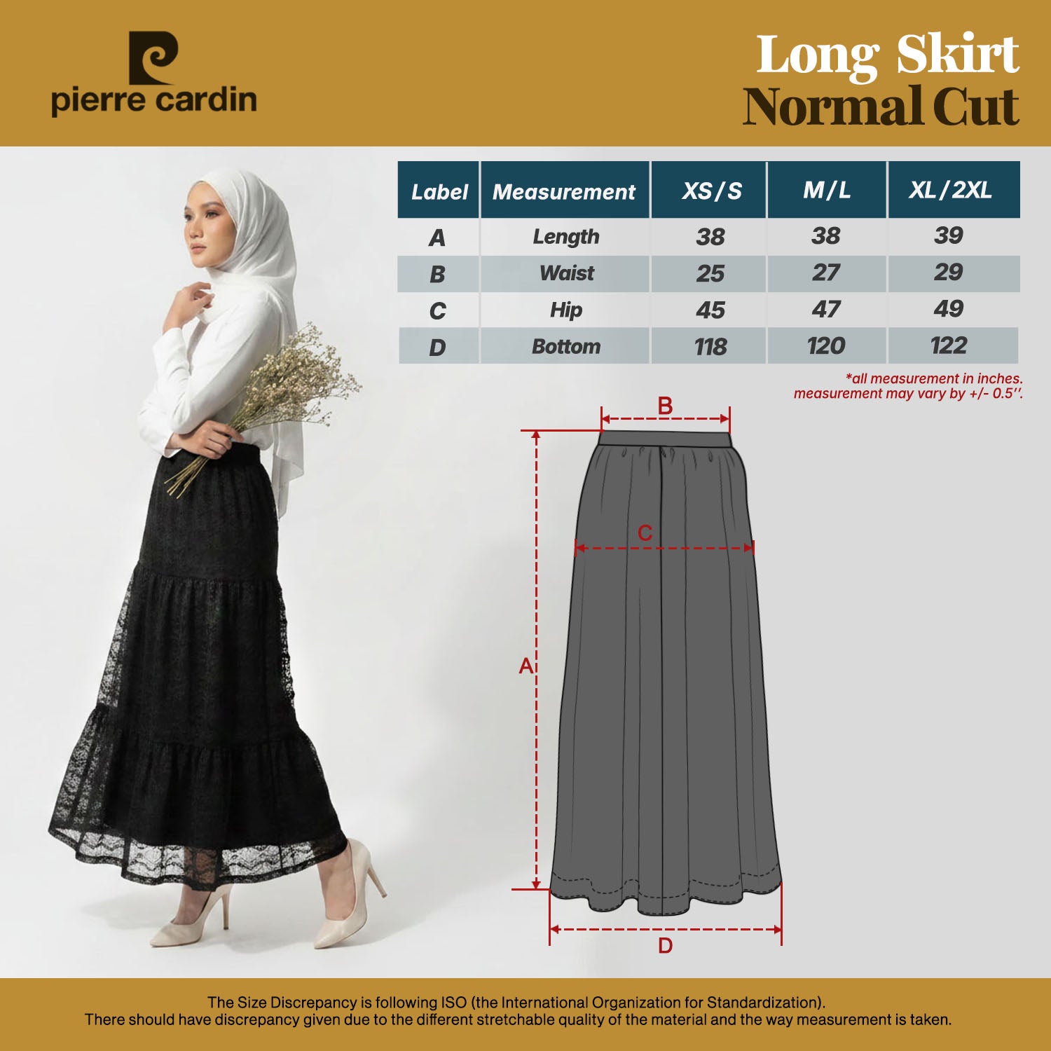 PIERRE CARDIN LADIES SKIRT [NORMAL CUT] PC0027