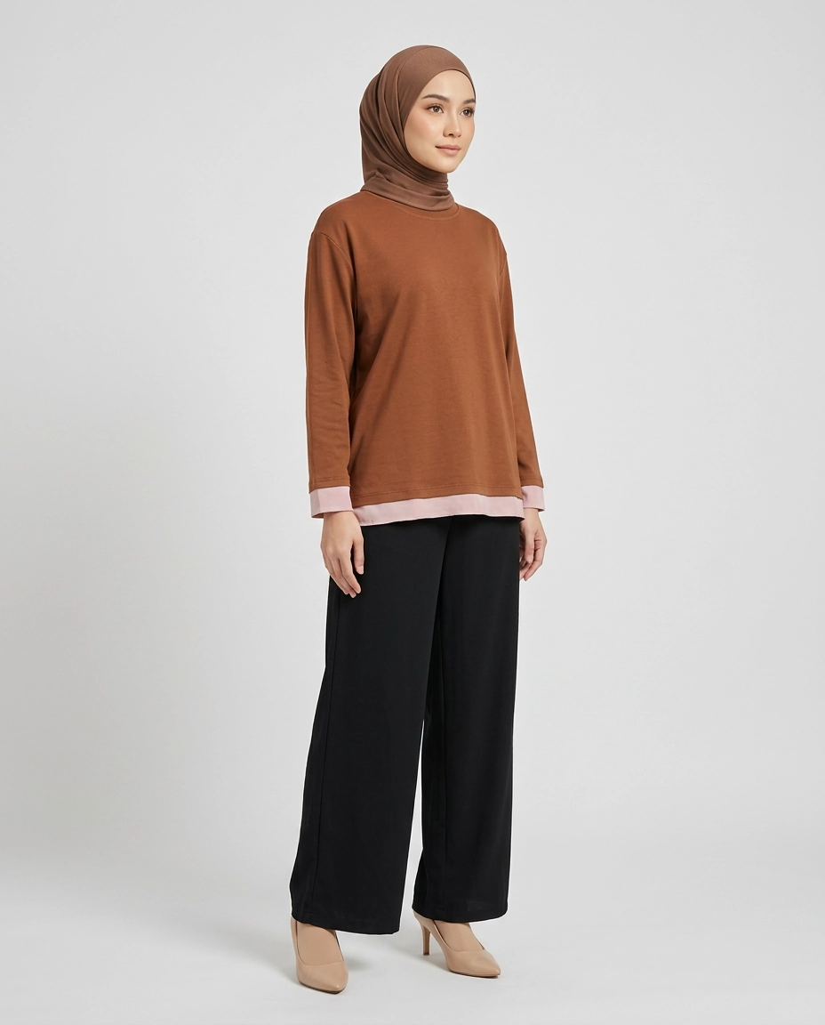 PIERRE CARDIN LADIES LONG SLEEVE ROUND NECK T SHIRT [OVERSIZE] PC0030