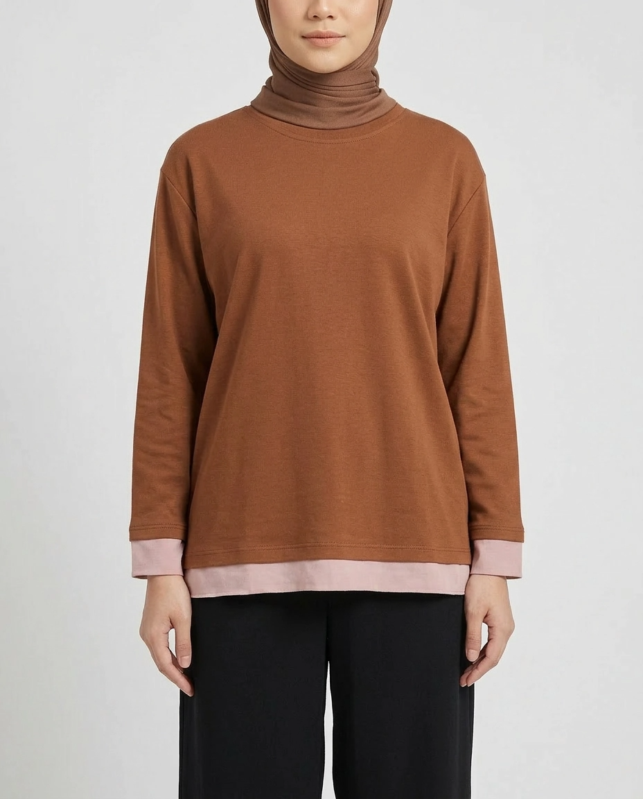 PIERRE CARDIN LADIES LONG SLEEVE ROUND NECK T SHIRT [OVERSIZE] PC0030