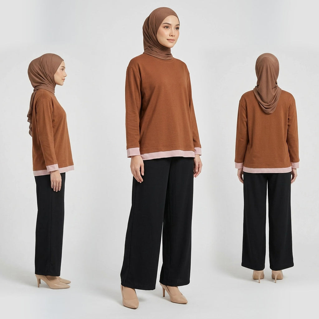PIERRE CARDIN LADIES LONG SLEEVE ROUND NECK T SHIRT [OVERSIZE] PC0030