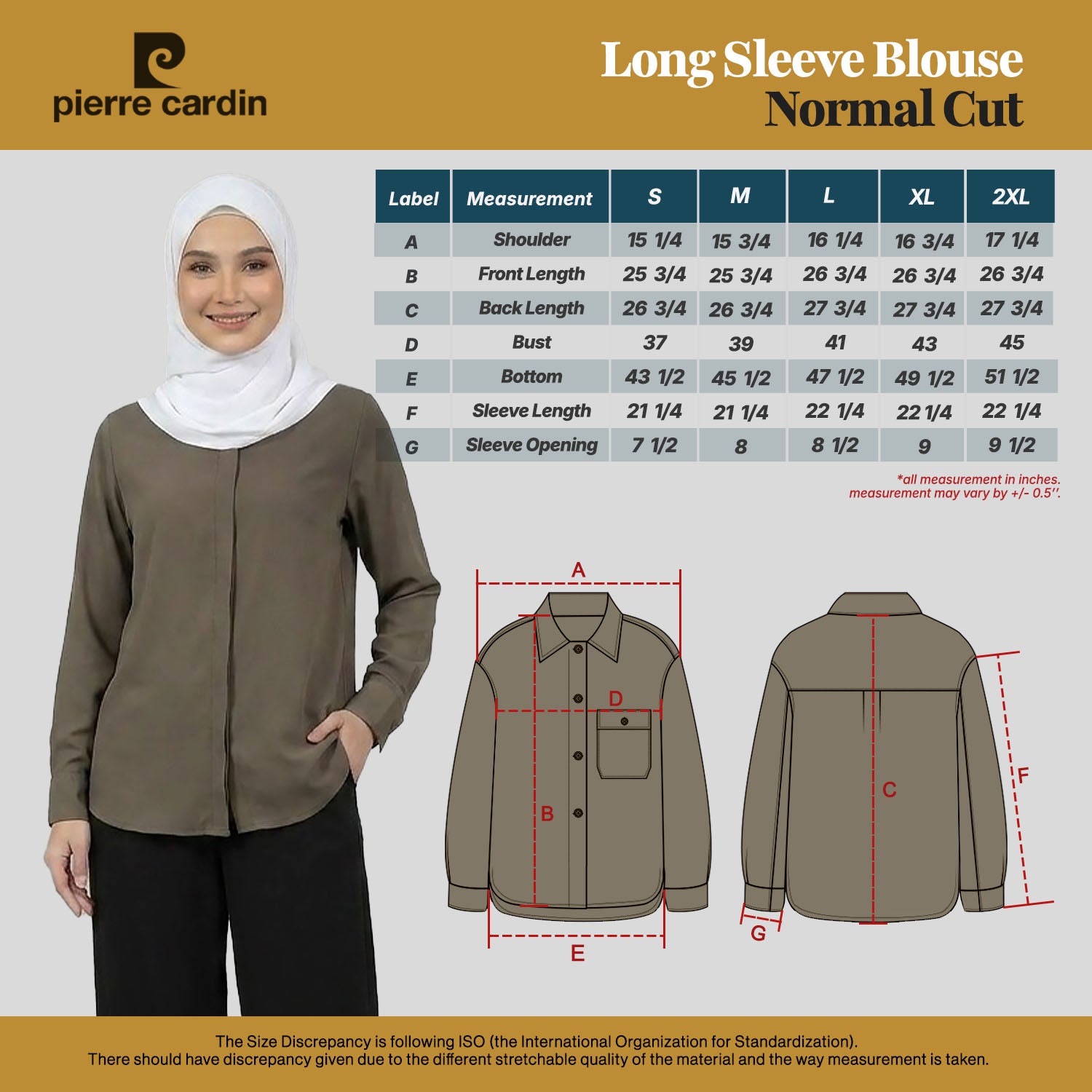 PIERRE CARDIN LADIES BLOUSE [NORMAL CUT] PC0064