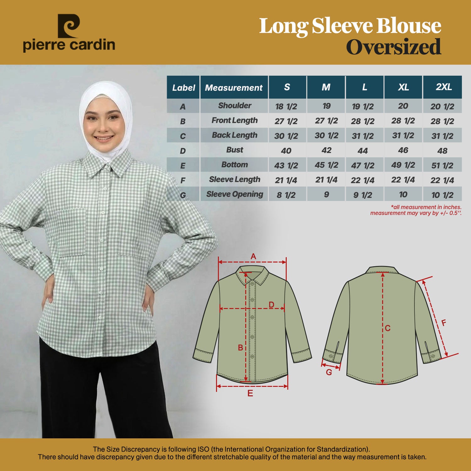 PIERRE CARDIN LADIES BLOUSE [OVERSIZE] PC0065