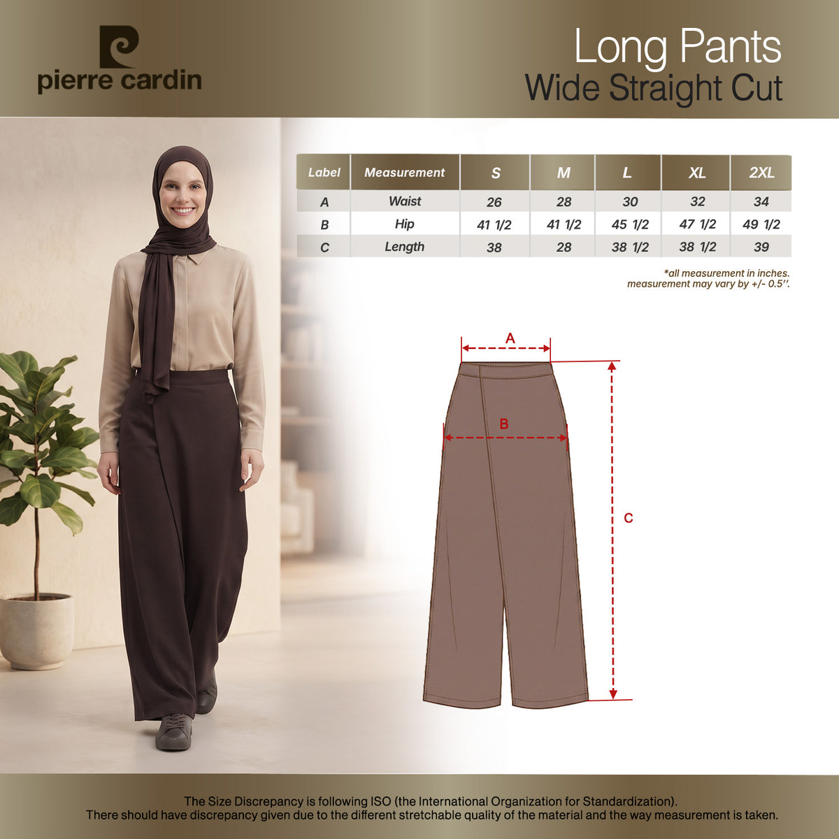PIERRE CARDIN LADIES LONG PANTS [WIDE STRAIGHT] PC0109