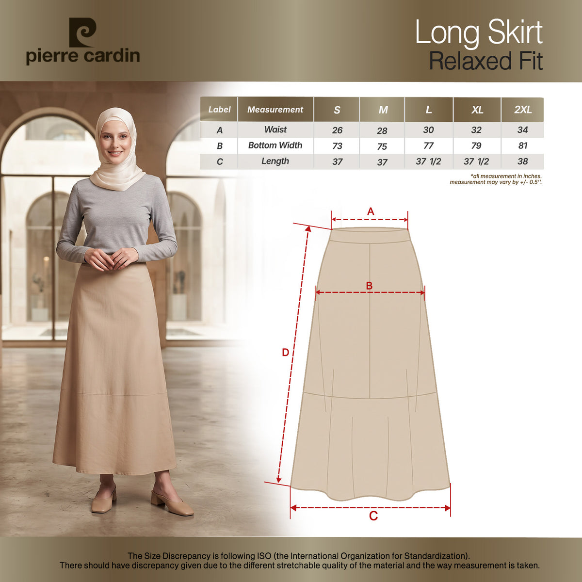 PIERRE CARDIN LADIES LONG SKIRTS [RELAXED FIT] PC0108