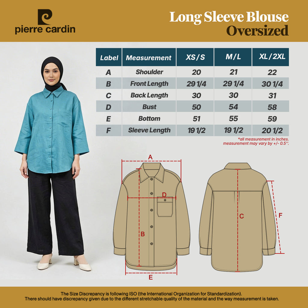 PIERRE CARDIN LADIES LONG SLEEVE BLOUSE [OVERSIZE] PC0010