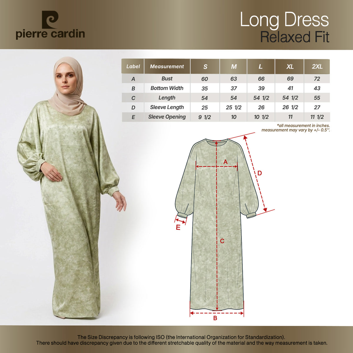PIERRE CARDIN LADIES LONG SLEEVE DRESS [RELAXED FIT] PC0193