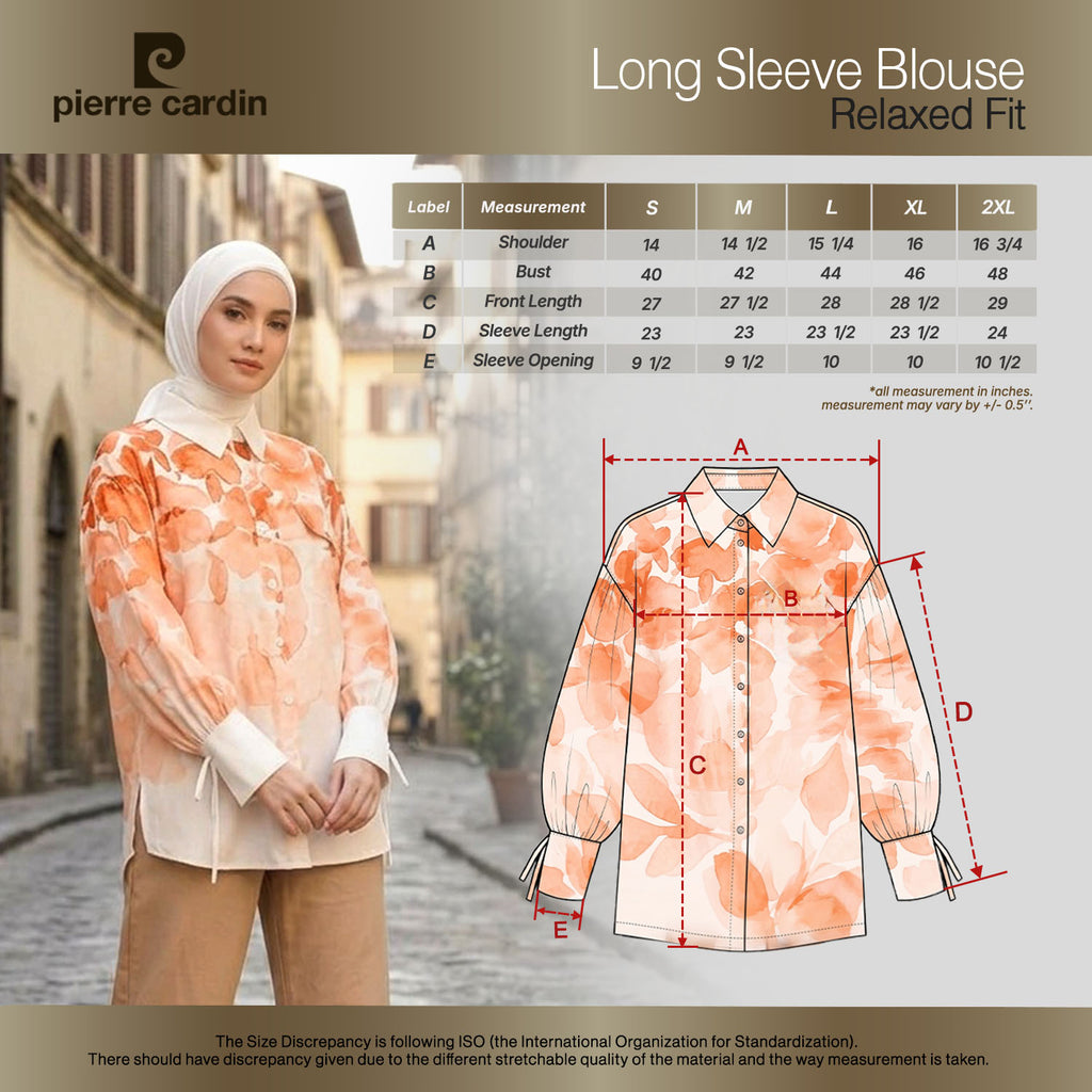 PIERRE CARDIN LADIES LONG SLEEVE BLOUSE [RELAXED FIT] PC0103