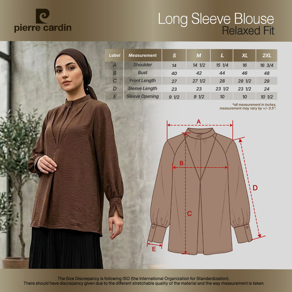 PIERRE CARDIN LADIES LONG SLEEVE BLOUSE [RELAXED FIT] PC0117