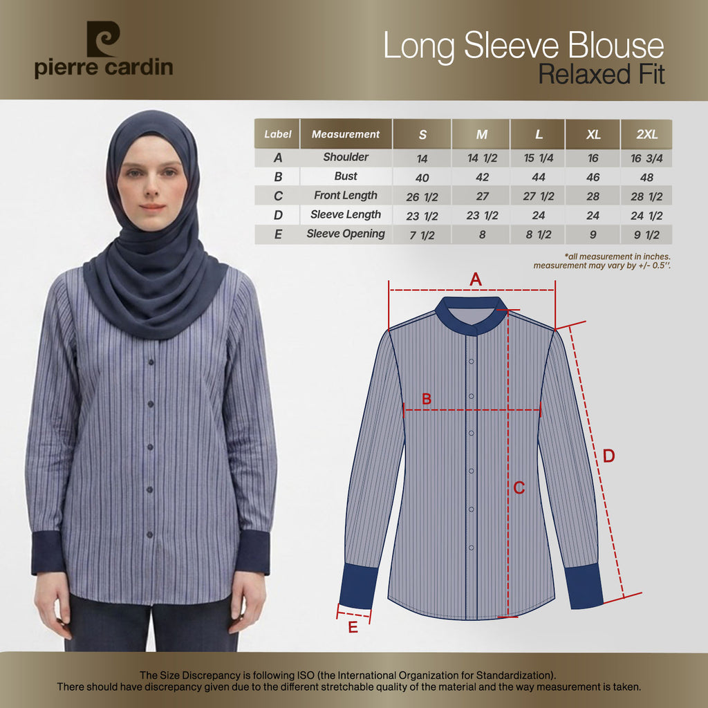 PIERRE CARDIN LADIES LONG SLEEVE BLOUSE [RELAXED FIT] PC0139