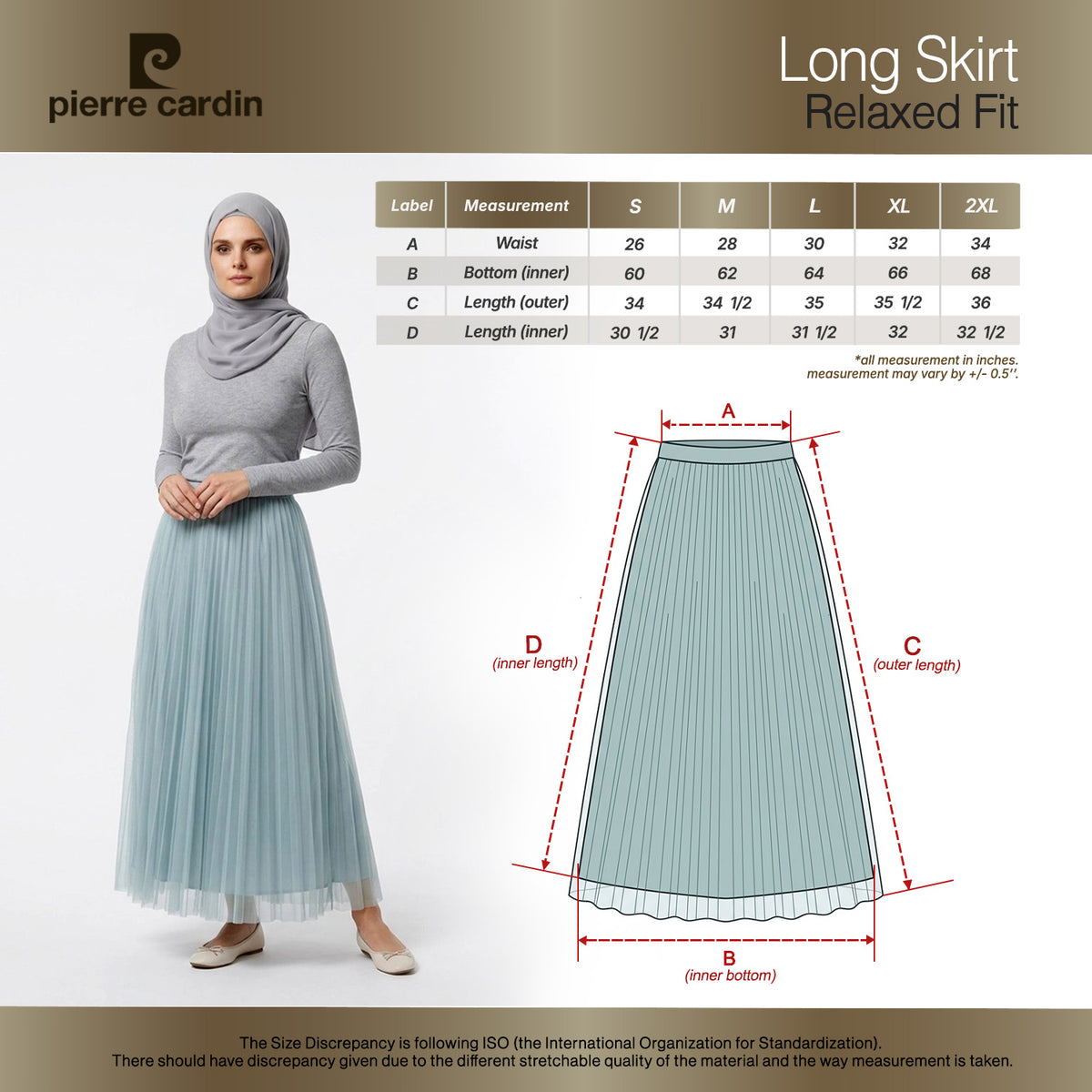 PIERRE CARDIN LADIES LONG SKIRTS [RELAXED FIT] PC0173