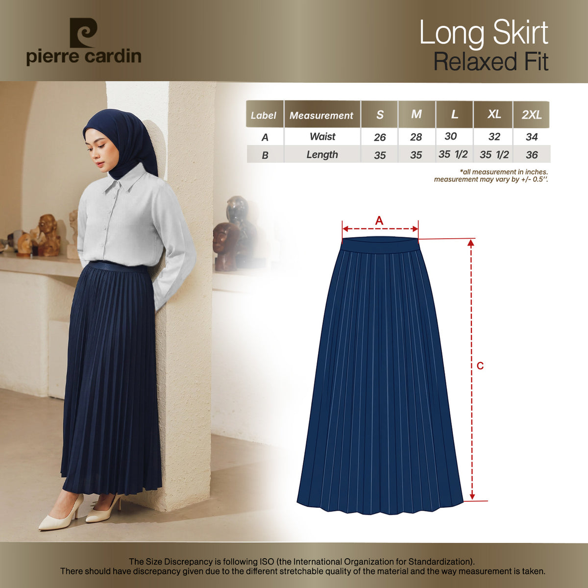 PIERRE CARDIN LADIES LONG SKIRTS [RELAXED FIT] PC0146
