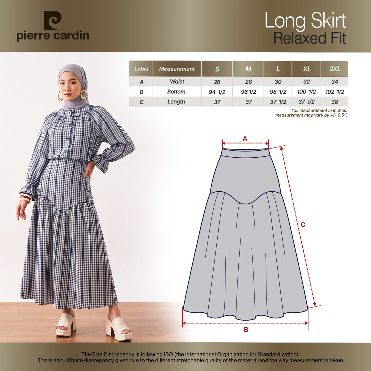 PIERRE CARDIN LADIES LONG SKIRTS [RELAXED FIT] PC0151