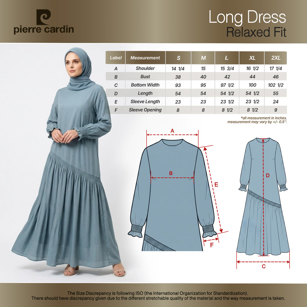 PIERRE CARDIN LADIES LONG SLEEVE DRESS [RELAXED FIT] PC0184