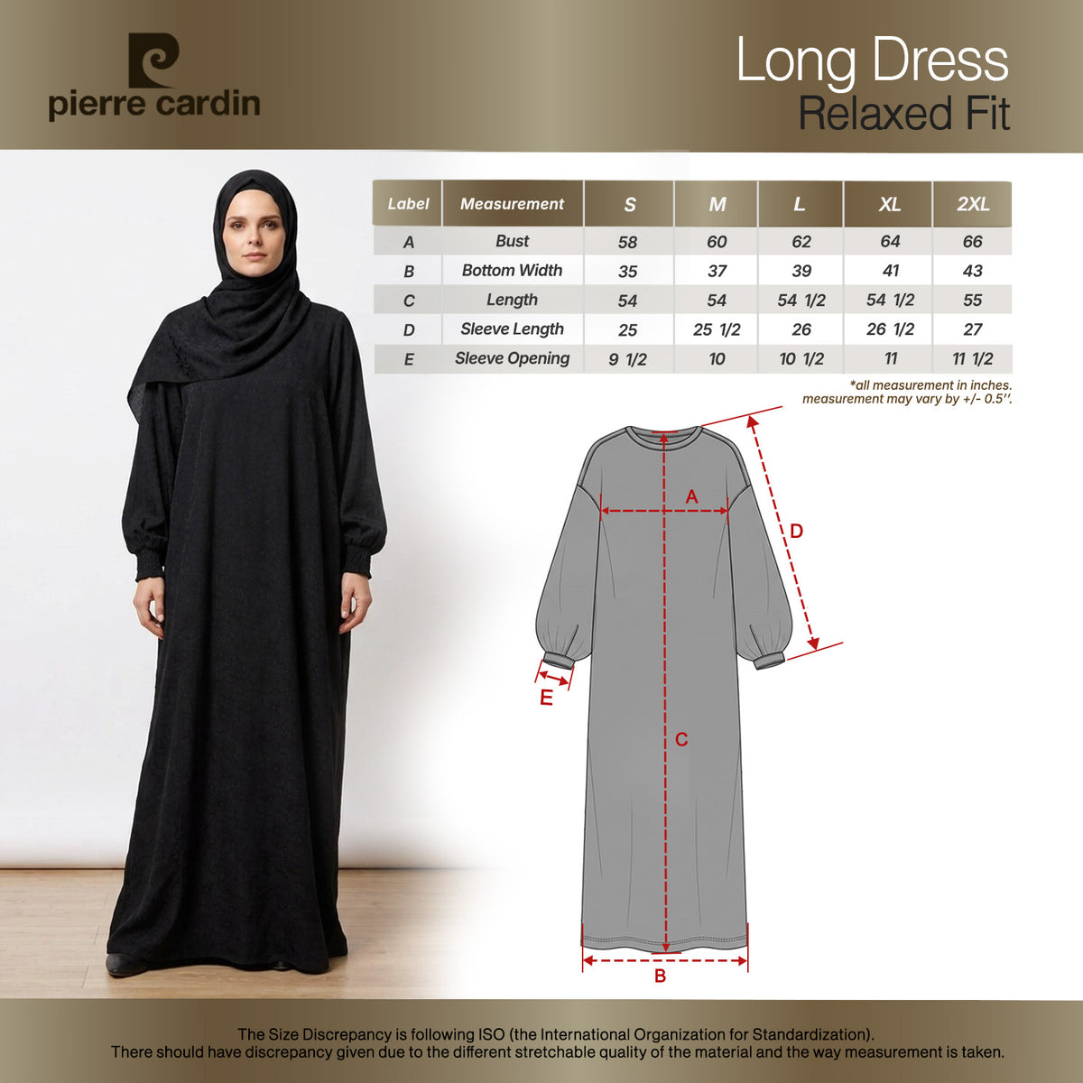 PIERRE CARDIN LADIES LONG SLEEVE DRESS [RELAXED FIT] PC0194