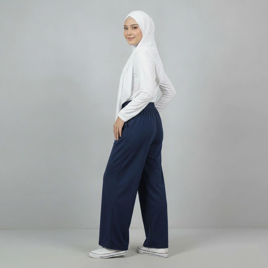 PIERRE CARDIN LADIES ELASTIC WAIST LONG PANTS [WIDE STRAIGHT] PC0090
