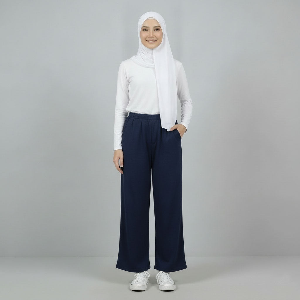 PIERRE CARDIN LADIES ELASTIC WAIST LONG PANTS [WIDE STRAIGHT] PC0090