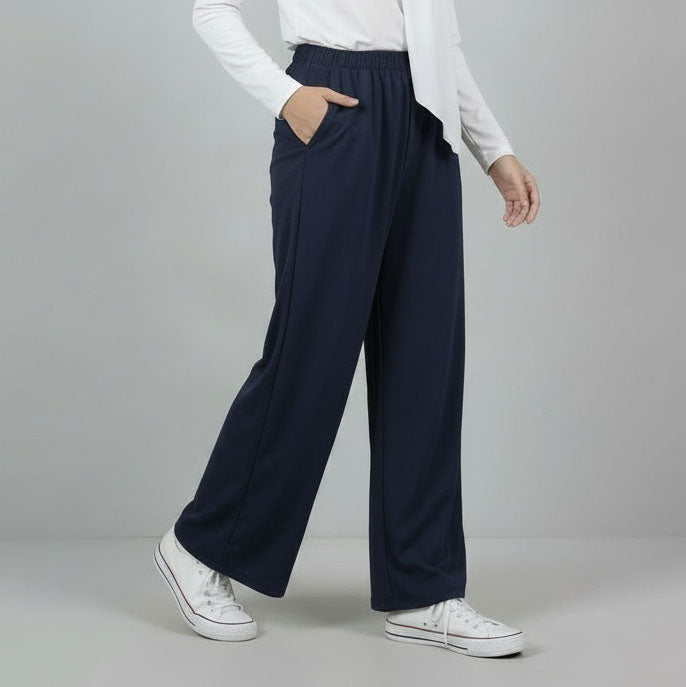 PIERRE CARDIN LADIES ELASTIC WAIST LONG PANTS [WIDE STRAIGHT] PC0090