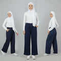 PIERRE CARDIN LADIES ELASTIC WAIST LONG PANTS [WIDE STRAIGHT] PC0090