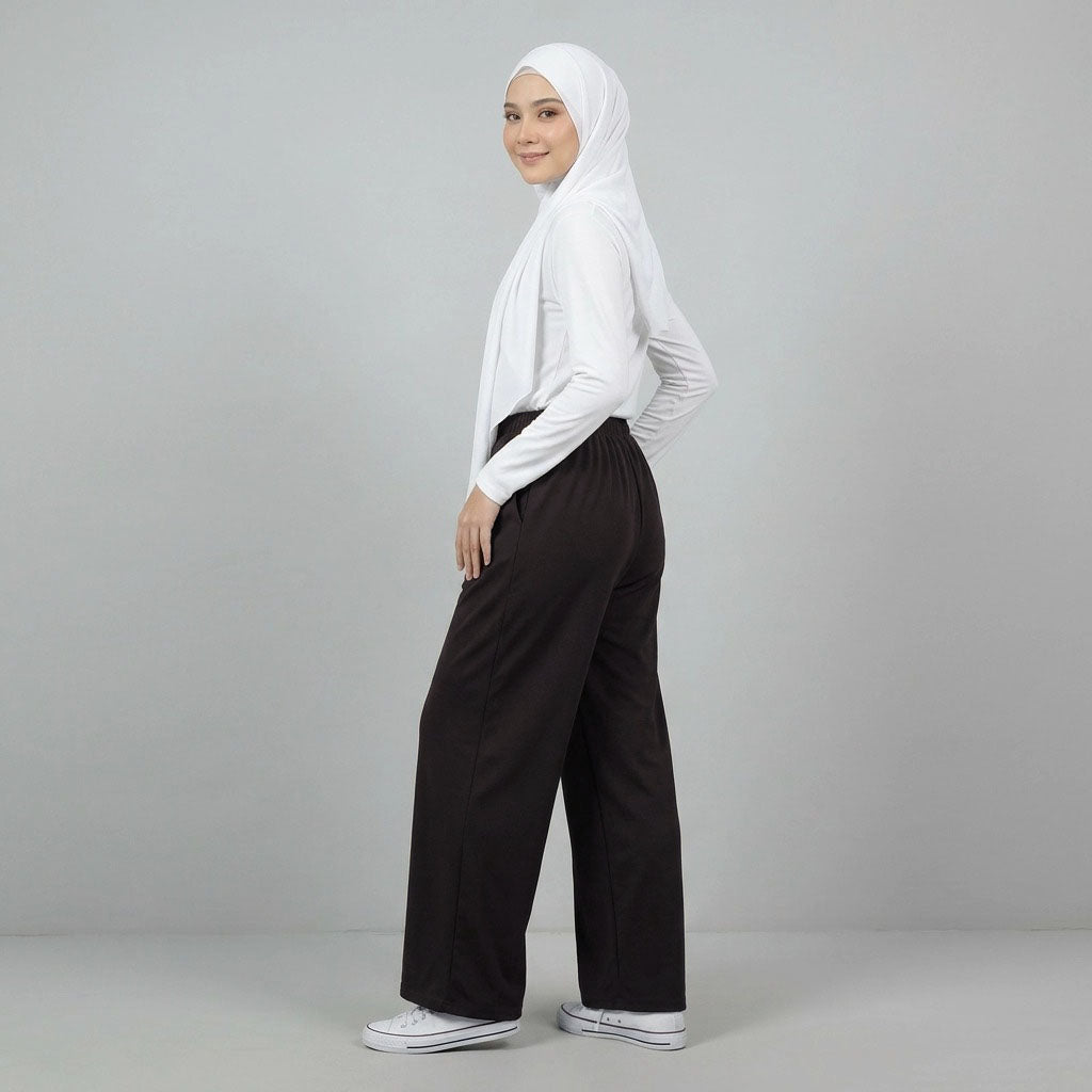 PIERRE CARDIN LADIES ELASTIC WAIST LONG PANTS [WIDE STRAIGHT] PC0090