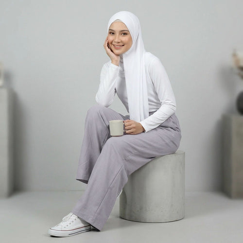 PIERRE CARDIN LADIES ELASTIC WAIST LONG PANTS [WIDE STRAIGHT] PC0090