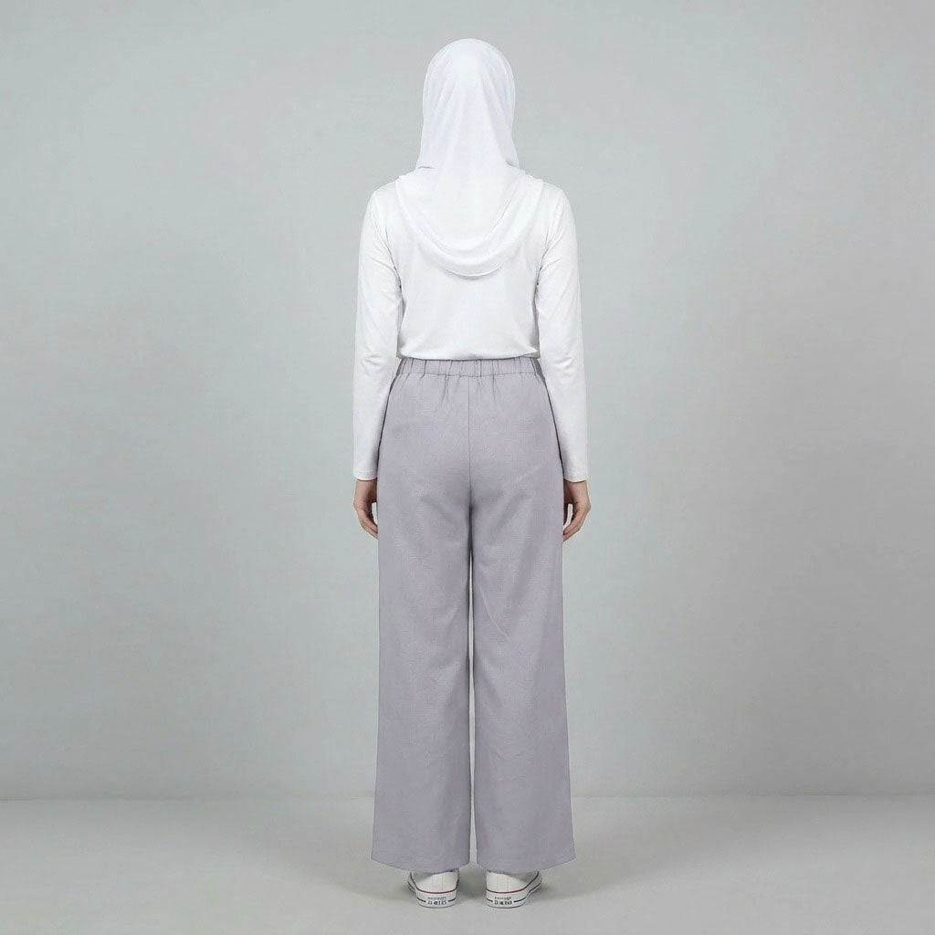 PIERRE CARDIN LADIES ELASTIC WAIST LONG PANTS [WIDE STRAIGHT] PC0090