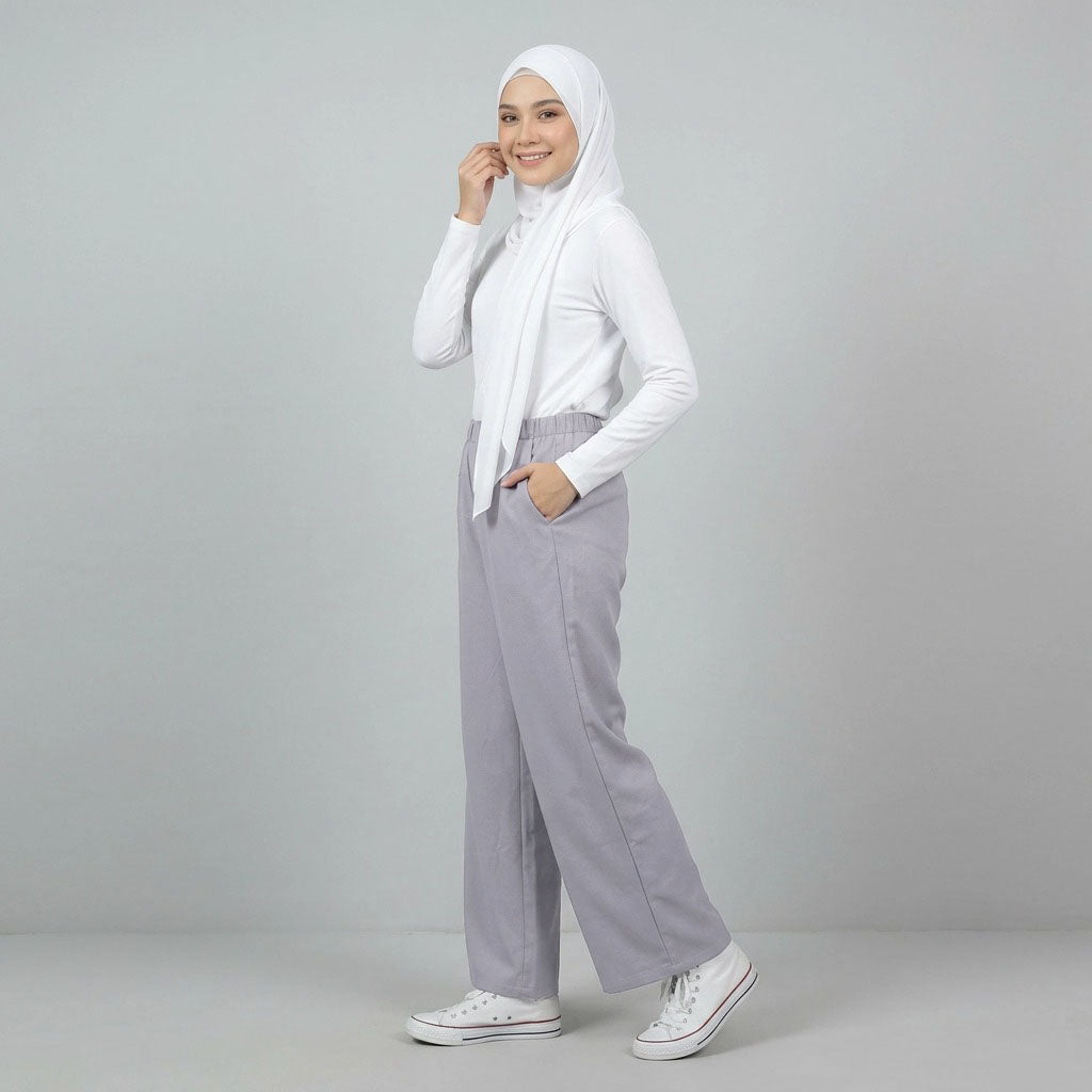 PIERRE CARDIN LADIES ELASTIC WAIST LONG PANTS [WIDE STRAIGHT] PC0090