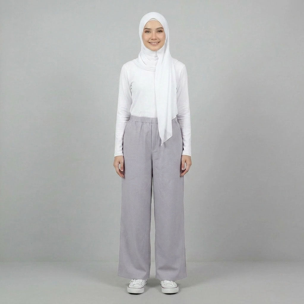 PIERRE CARDIN LADIES ELASTIC WAIST LONG PANTS [WIDE STRAIGHT] PC0090