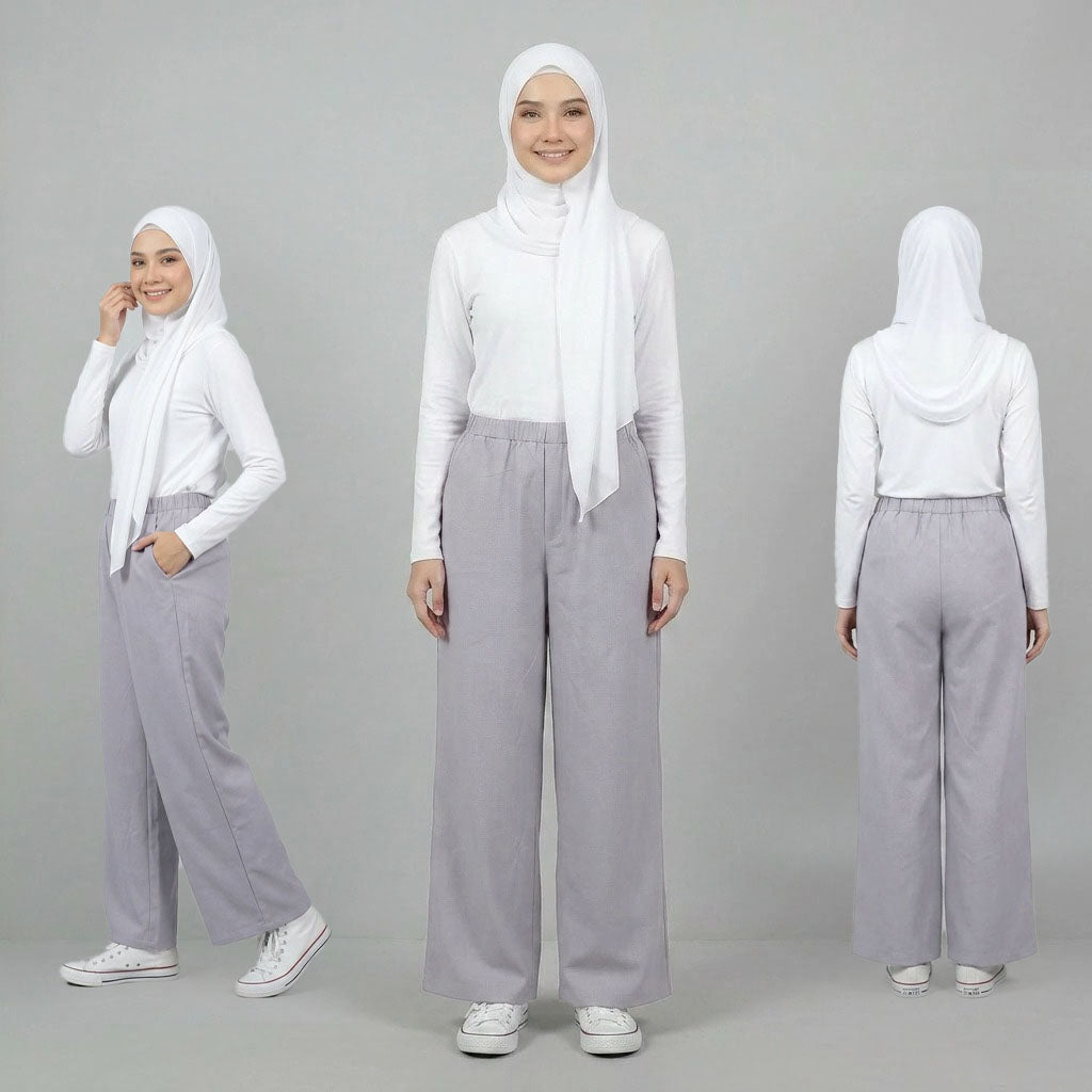 PIERRE CARDIN LADIES ELASTIC WAIST LONG PANTS [WIDE STRAIGHT] PC0090