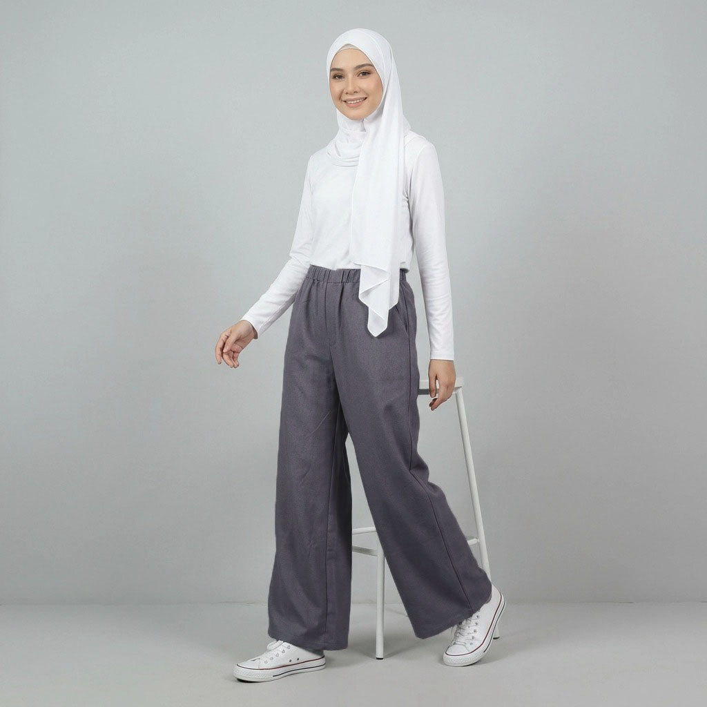 PIERRE CARDIN LADIES ELASTIC WAIST LONG PANTS [WIDE STRAIGHT] PC0090