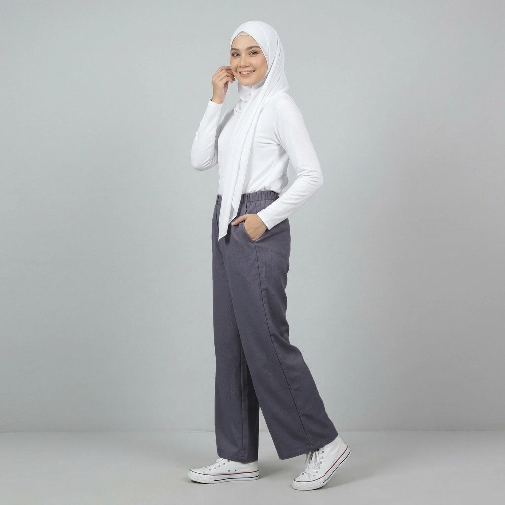 PIERRE CARDIN LADIES ELASTIC WAIST LONG PANTS [WIDE STRAIGHT] PC0090