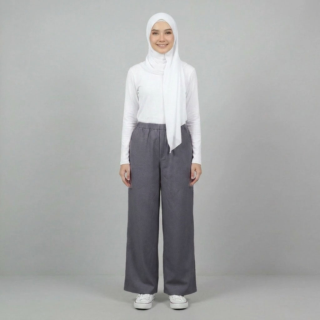 PIERRE CARDIN LADIES ELASTIC WAIST LONG PANTS [WIDE STRAIGHT] PC0090