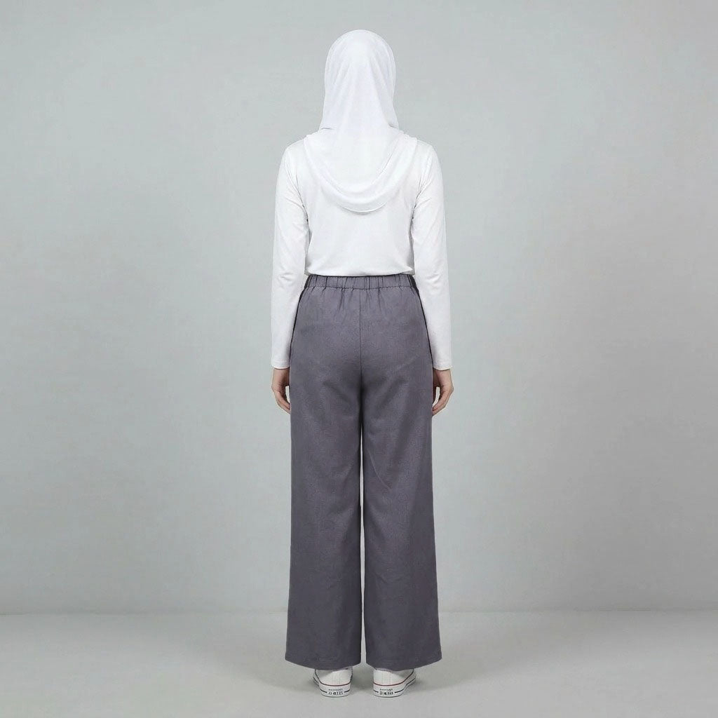 PIERRE CARDIN LADIES ELASTIC WAIST LONG PANTS [WIDE STRAIGHT] PC0090