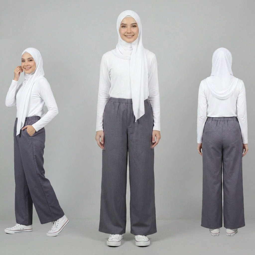PIERRE CARDIN LADIES ELASTIC WAIST LONG PANTS [WIDE STRAIGHT] PC0090
